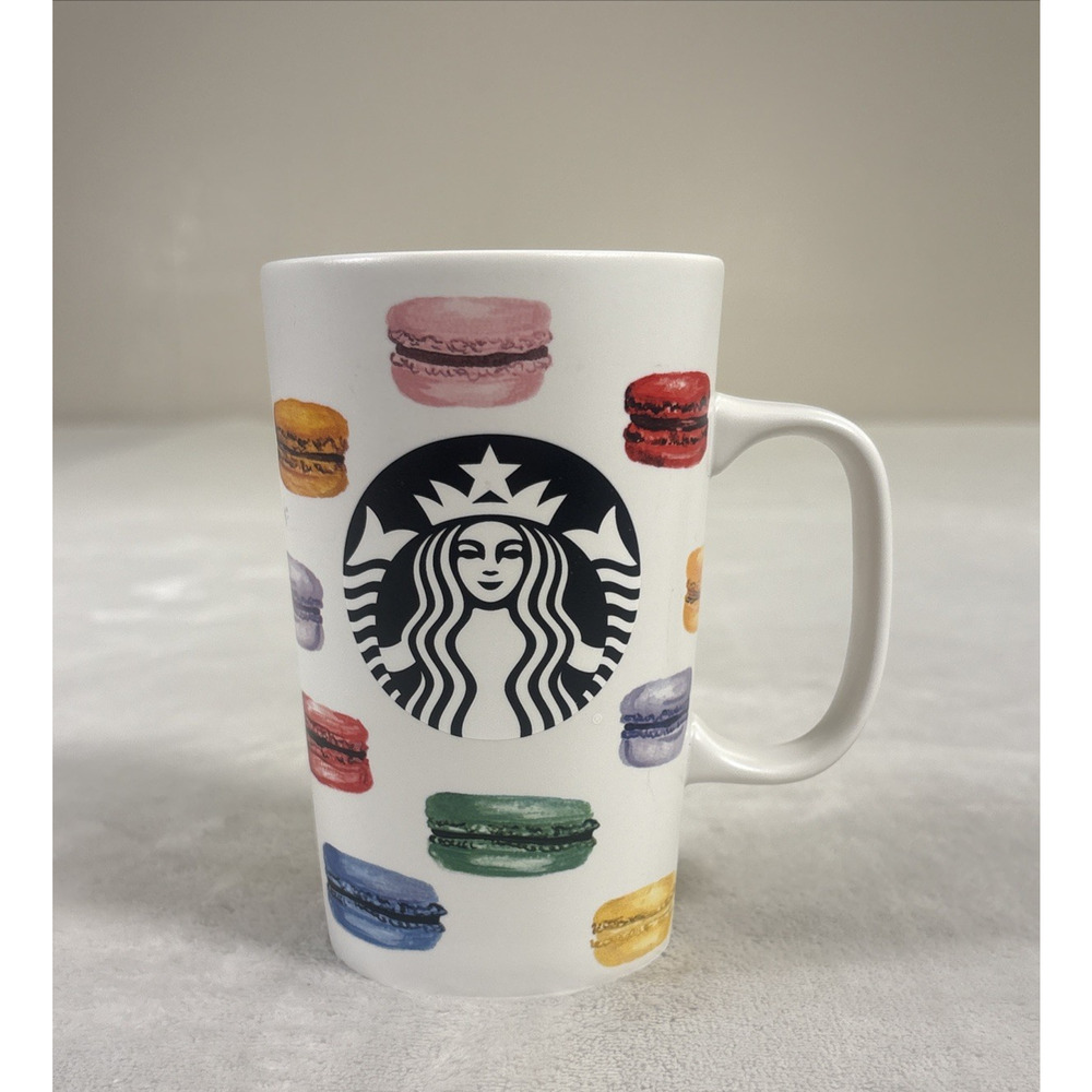 Vintage Starbucks 2016 French Macaroon Ceramic Mug 16oz. Benefits Charity - Picture 2 of 13